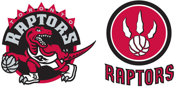 The Raptors' current primary logo (left) and alternate logo (right).